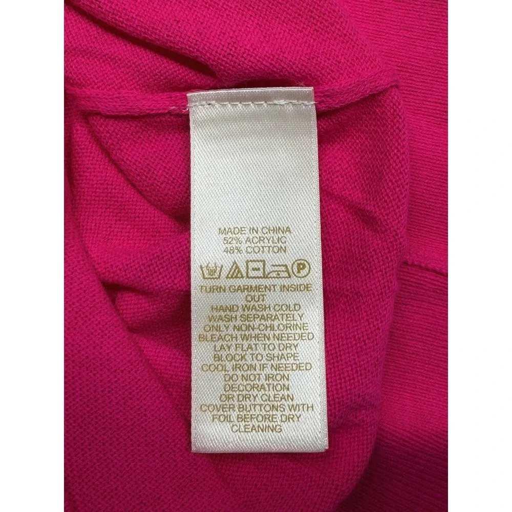 Kate Spade Sweater Women Medium Pink Rio Embellished Cardigan Chunky Bead Preppy